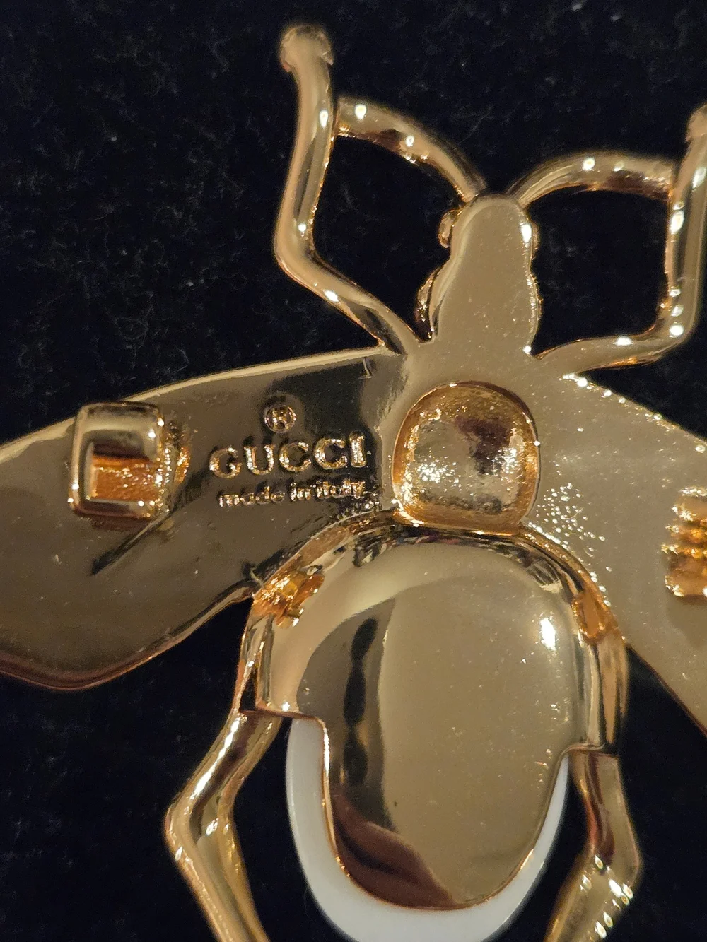 18kgp Gucci Gold Bee Brooch with Pearl Accent - Women's Jewelry